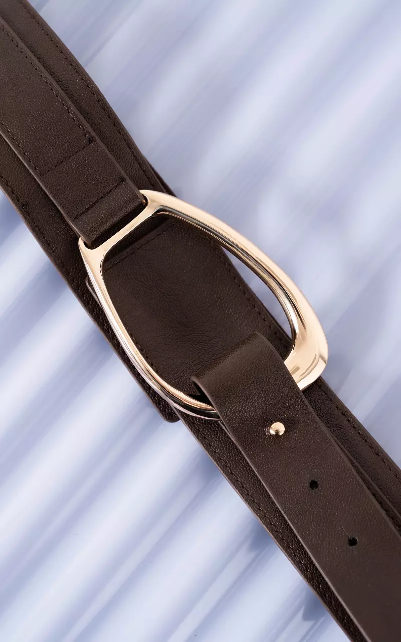 Elastische riem Donkerbruin Goud