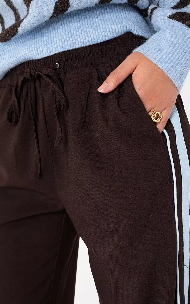 Pants with stripe Dark Brown Light Blue