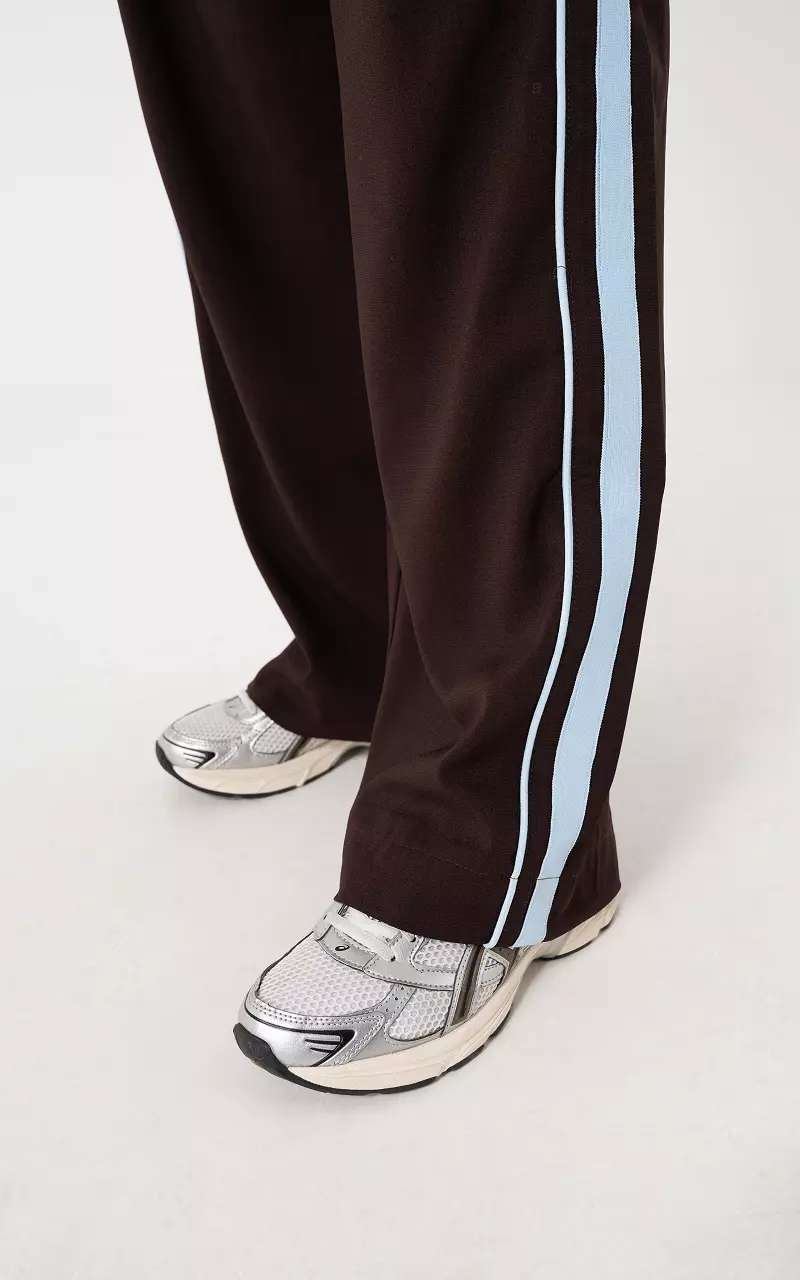 Pants with stripe Dark Brown Light Blue