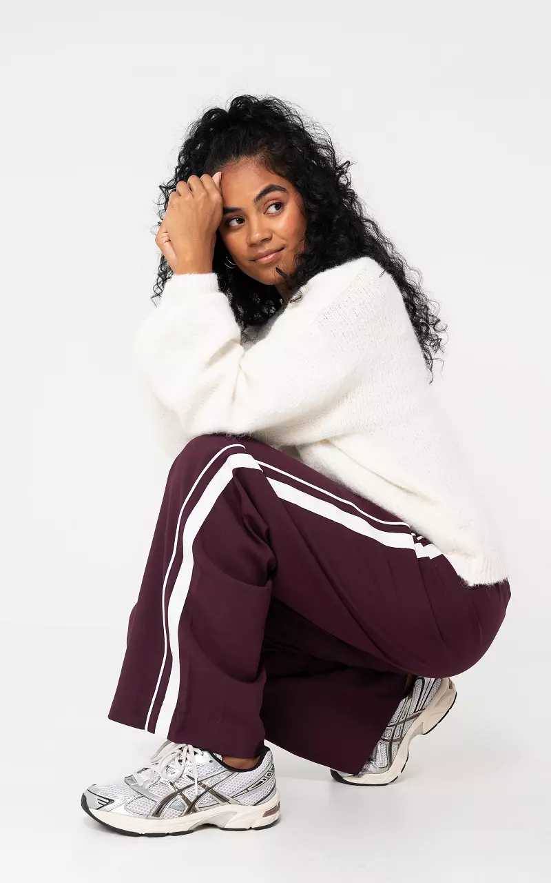 Pants with stripe Bordeaux White