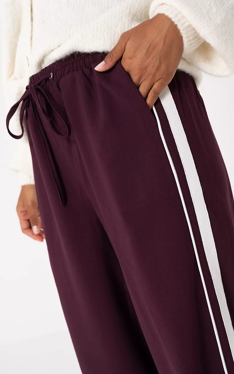 Pants with stripe Bordeaux White