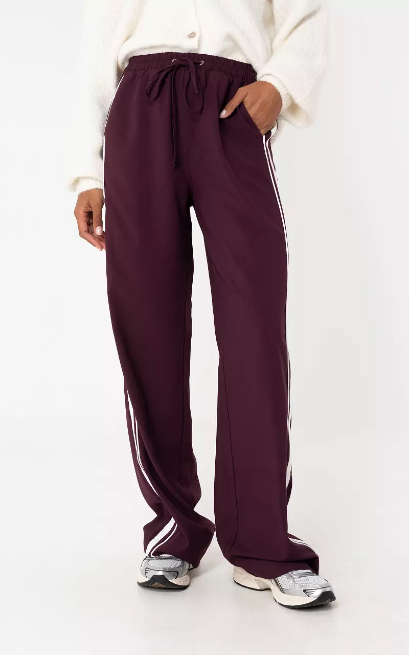Pants with stripe Bordeaux White