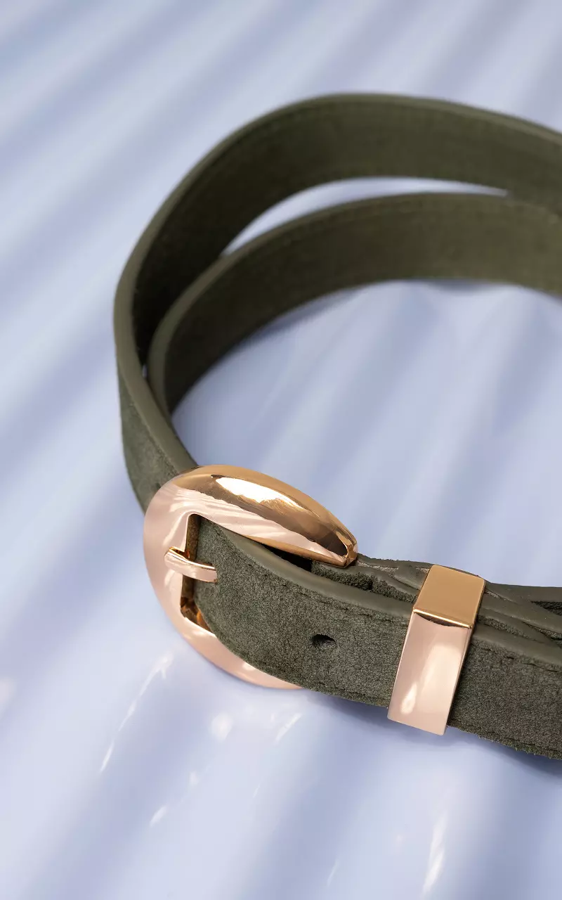 Suede belt Green Gold