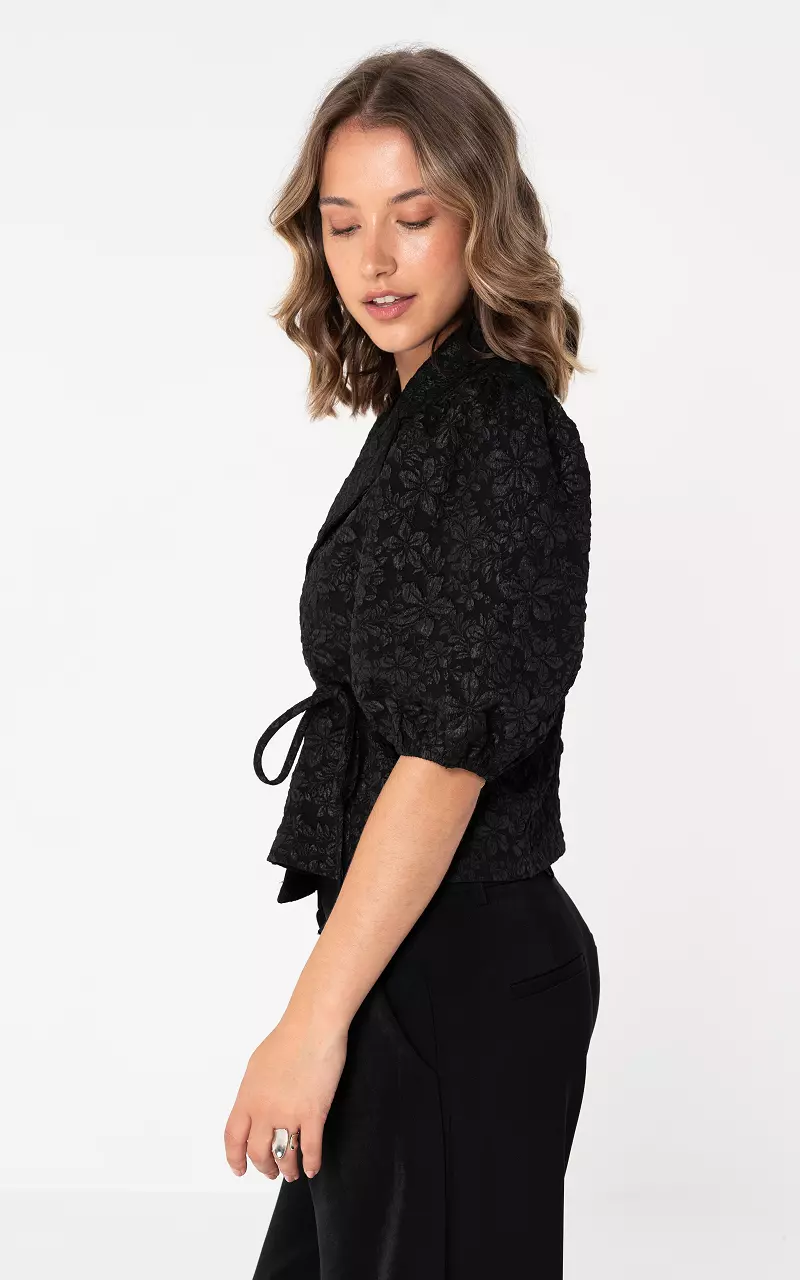 Jacquard wikkeltop Zwart