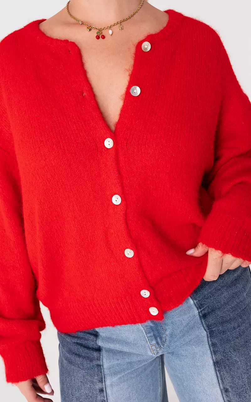 Cardigan with buttons Red