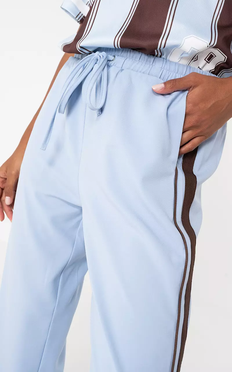Pants with stripe Light Blue Dark Brown