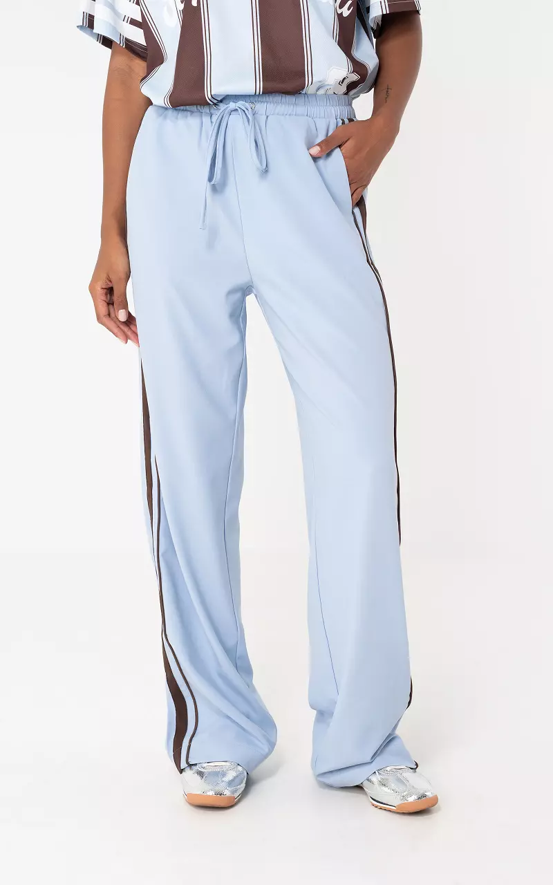 Pants with stripe Light Blue Dark Brown