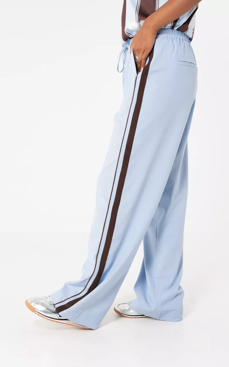 Pants with stripe Light Blue Dark Brown