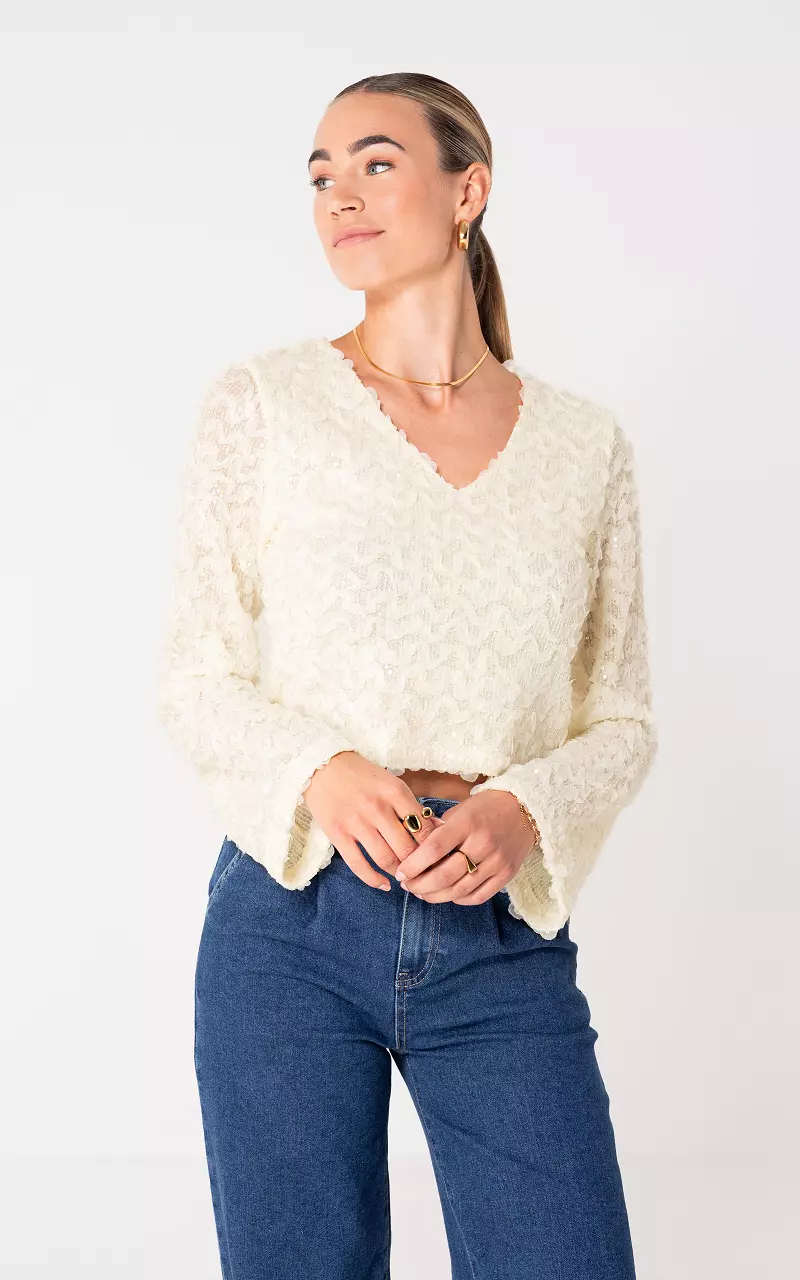 Top à sequins Crème