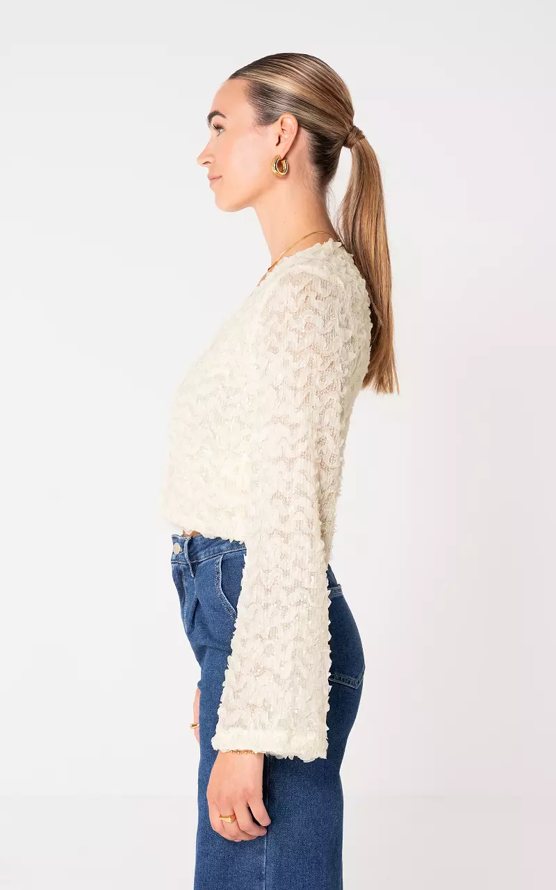 Top à sequins Crème