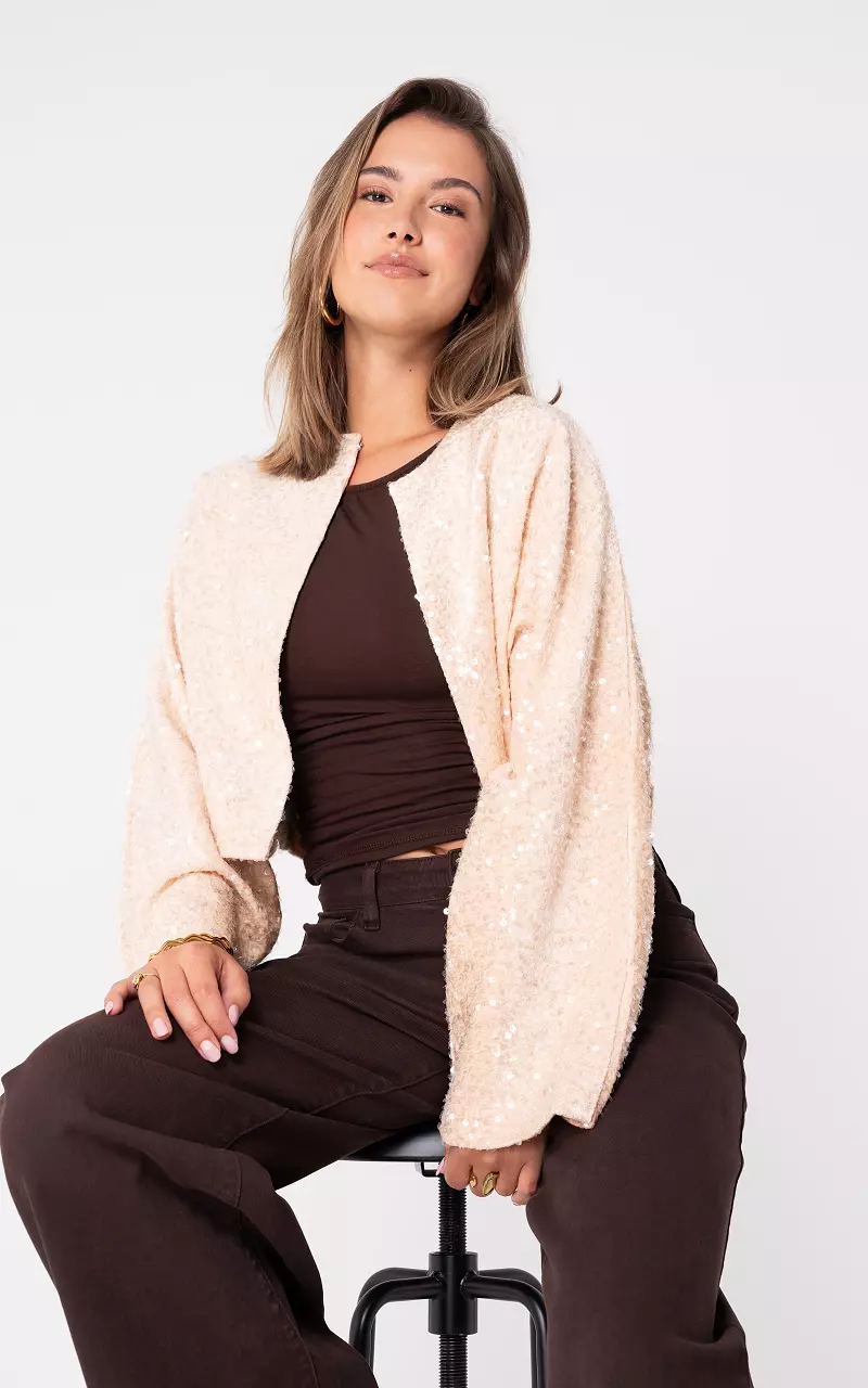 Jas met pailletten Beige