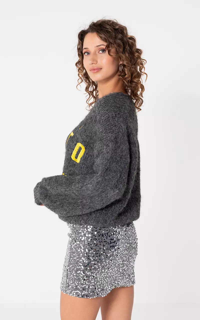 Sweater with round neck Dark Grey Yellow
