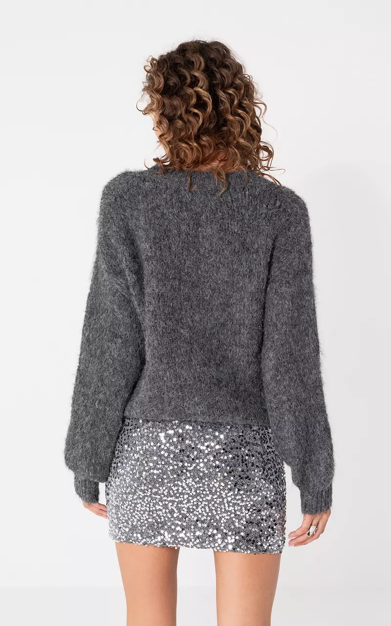 Sweater with round neck Dark Grey Yellow
