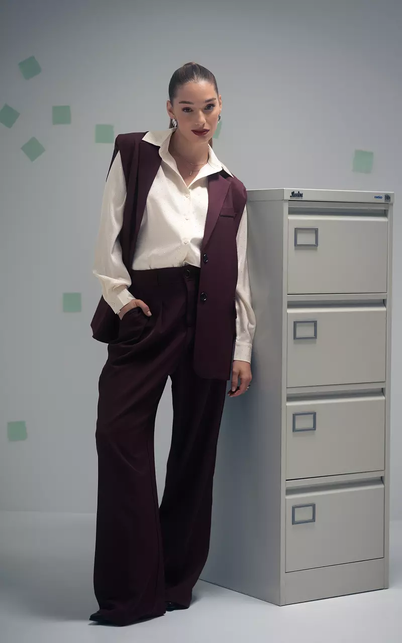Wide leg broek Bordeaux