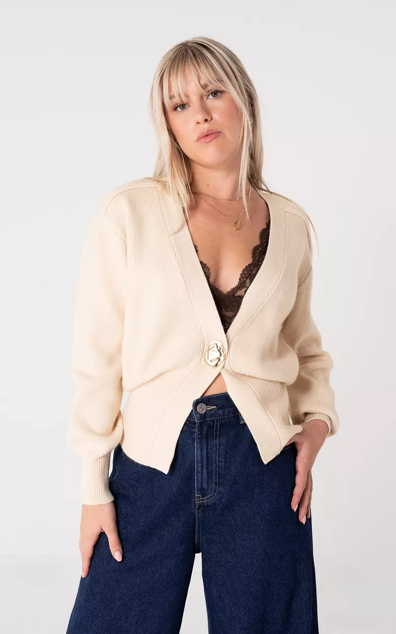Trui met sierknoop Beige