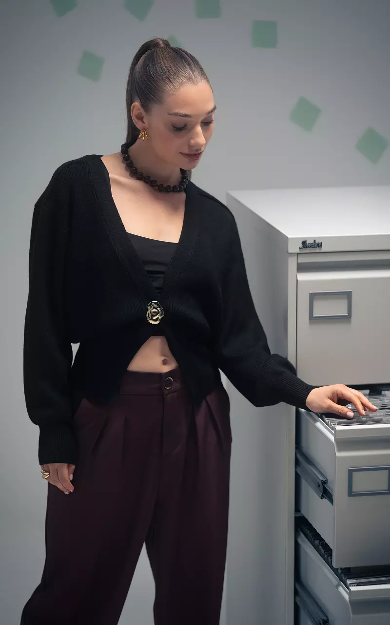 Sweater with decorative button Black