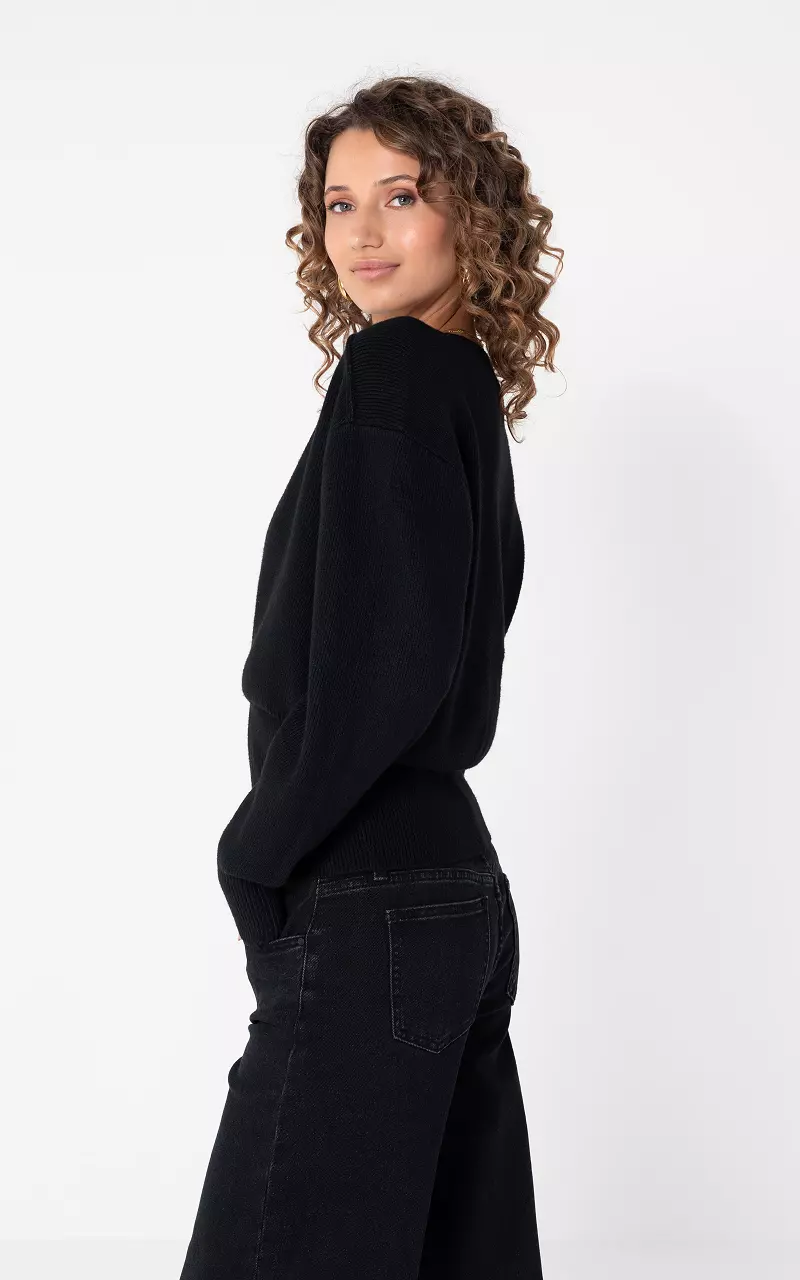 Sweater with decorative button Black