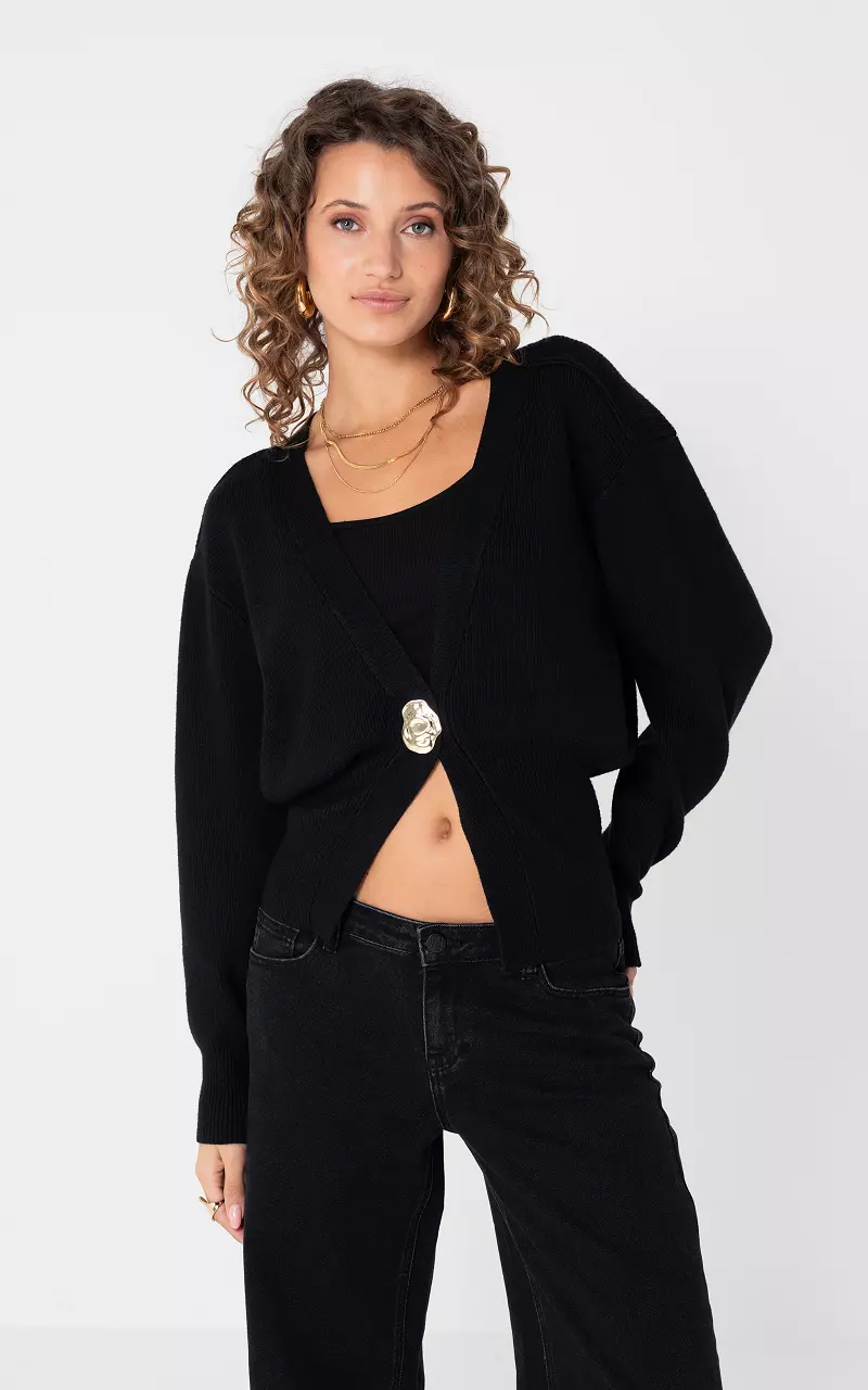 Sweater with decorative button Black