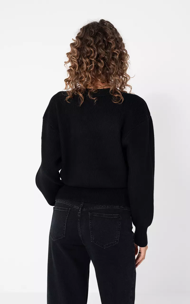 Sweater with decorative button Black