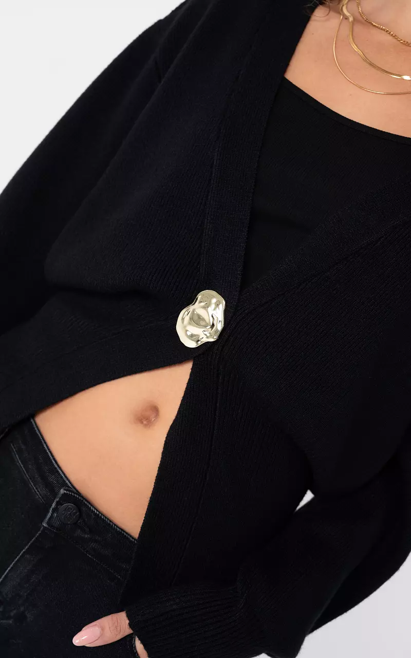 Sweater with decorative button Black