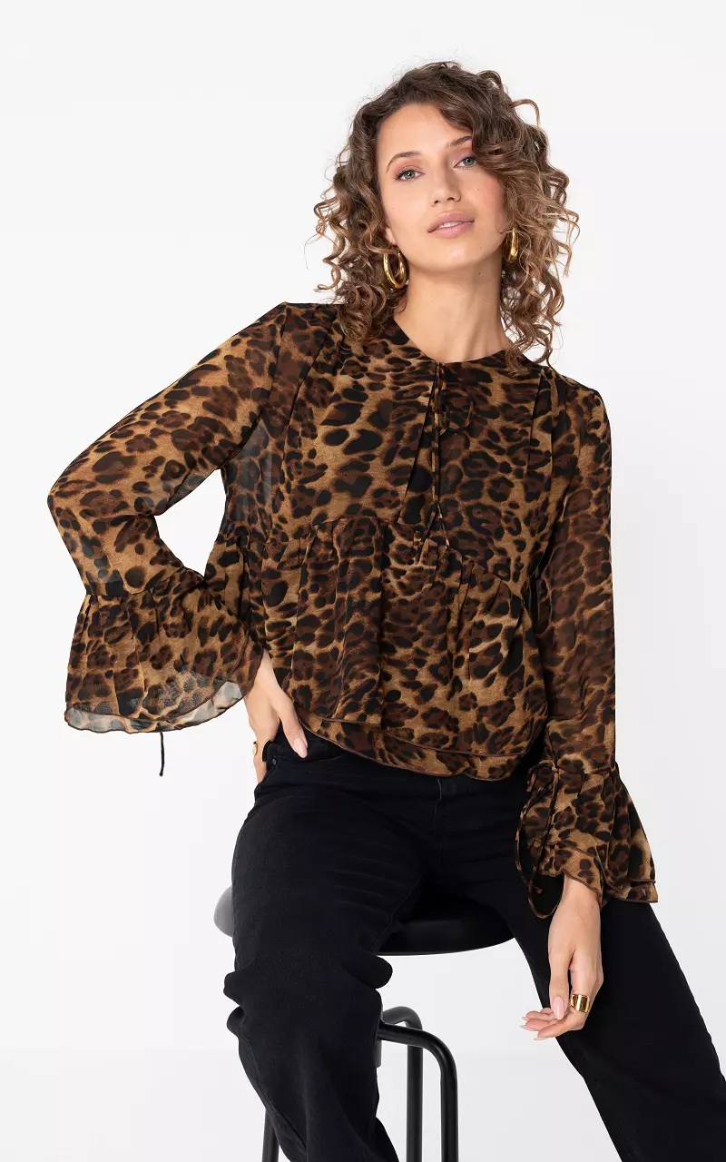 Top met strikdetail Leopard