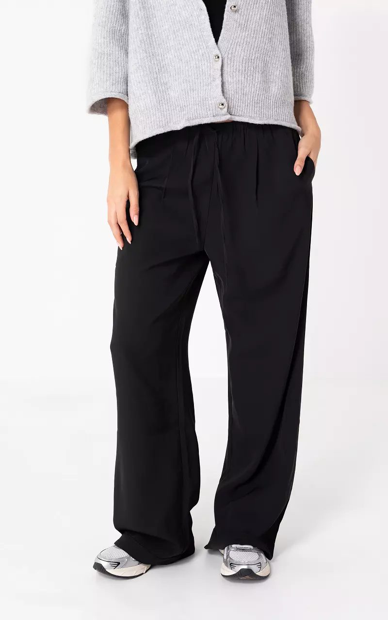 Wide leg broek Zwart