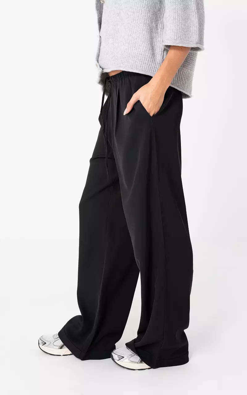 Wide leg broek Zwart