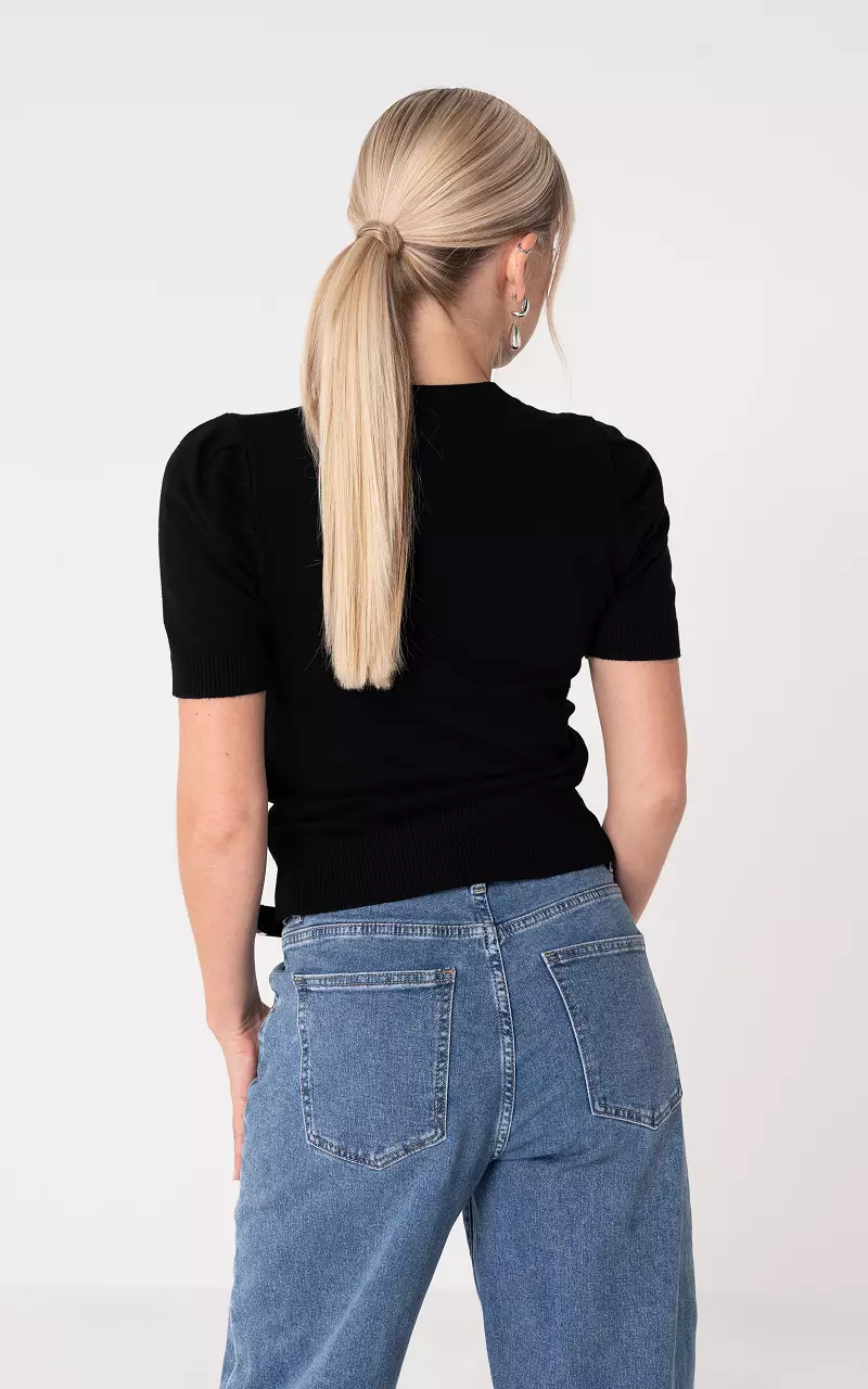 Top mit Rundhalsausschnitt Schwarz