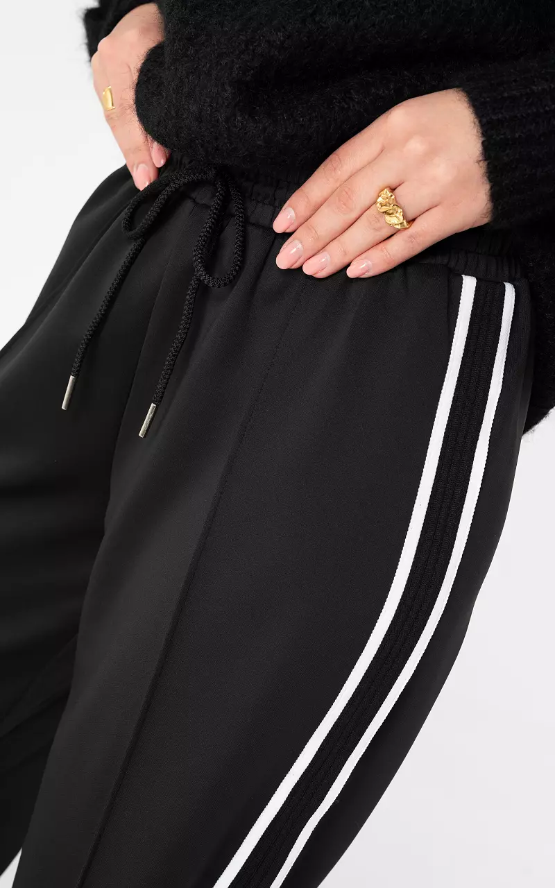 Trousers with stripe Black White