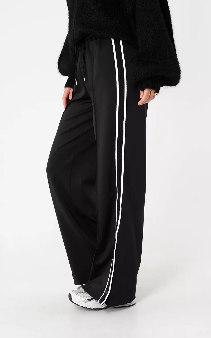 Trousers with stripe Black White