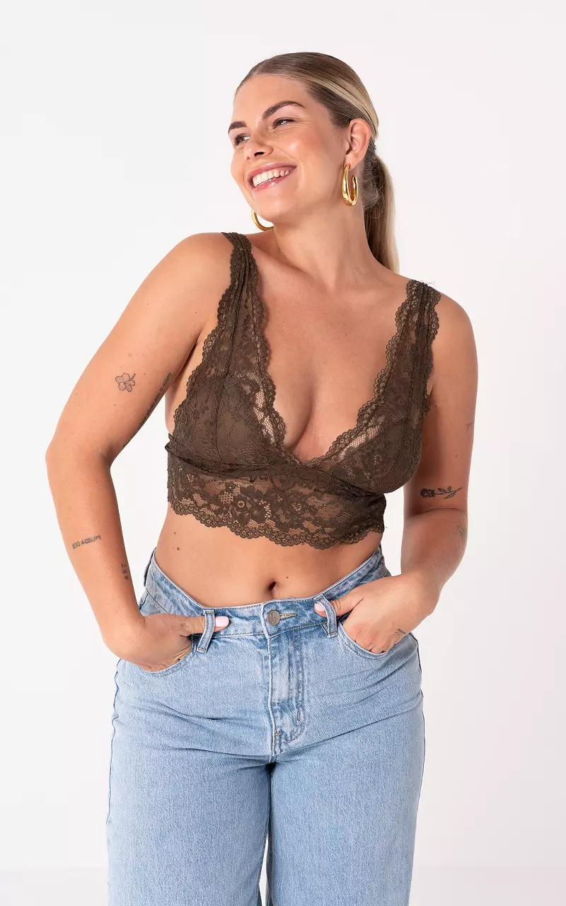 Kanten bralette Donkerbruin