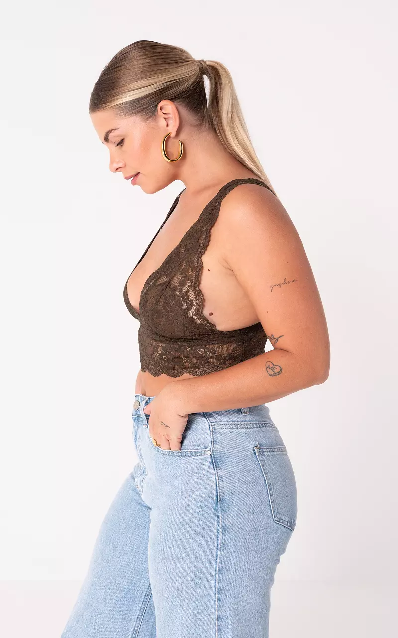 Kanten bralette Donkerbruin