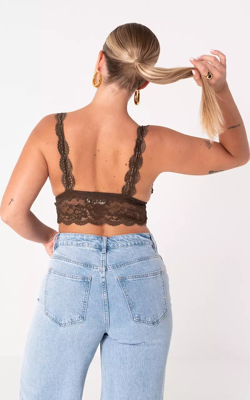 Kanten bralette Donkerbruin