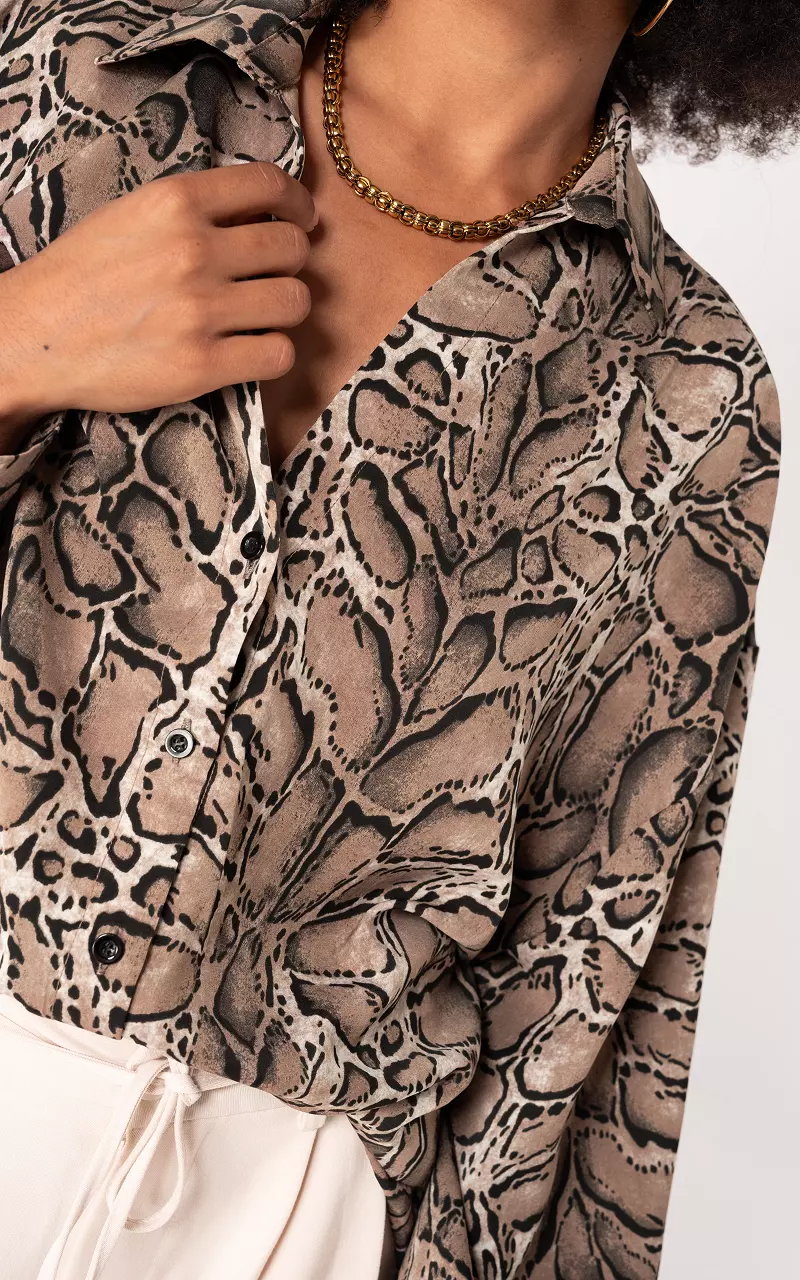 Bluse mit Muster Schwarz Braun