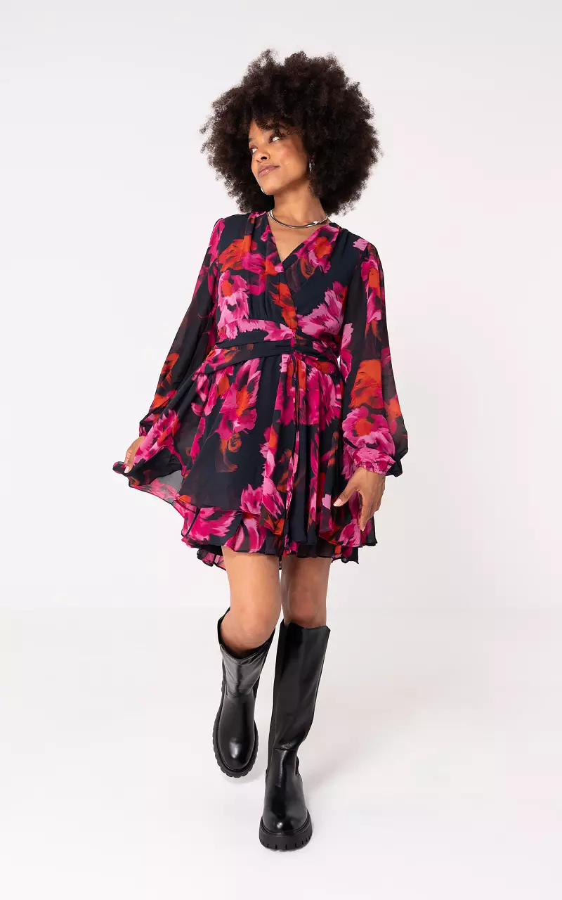 Jurk met print Zwart Roze