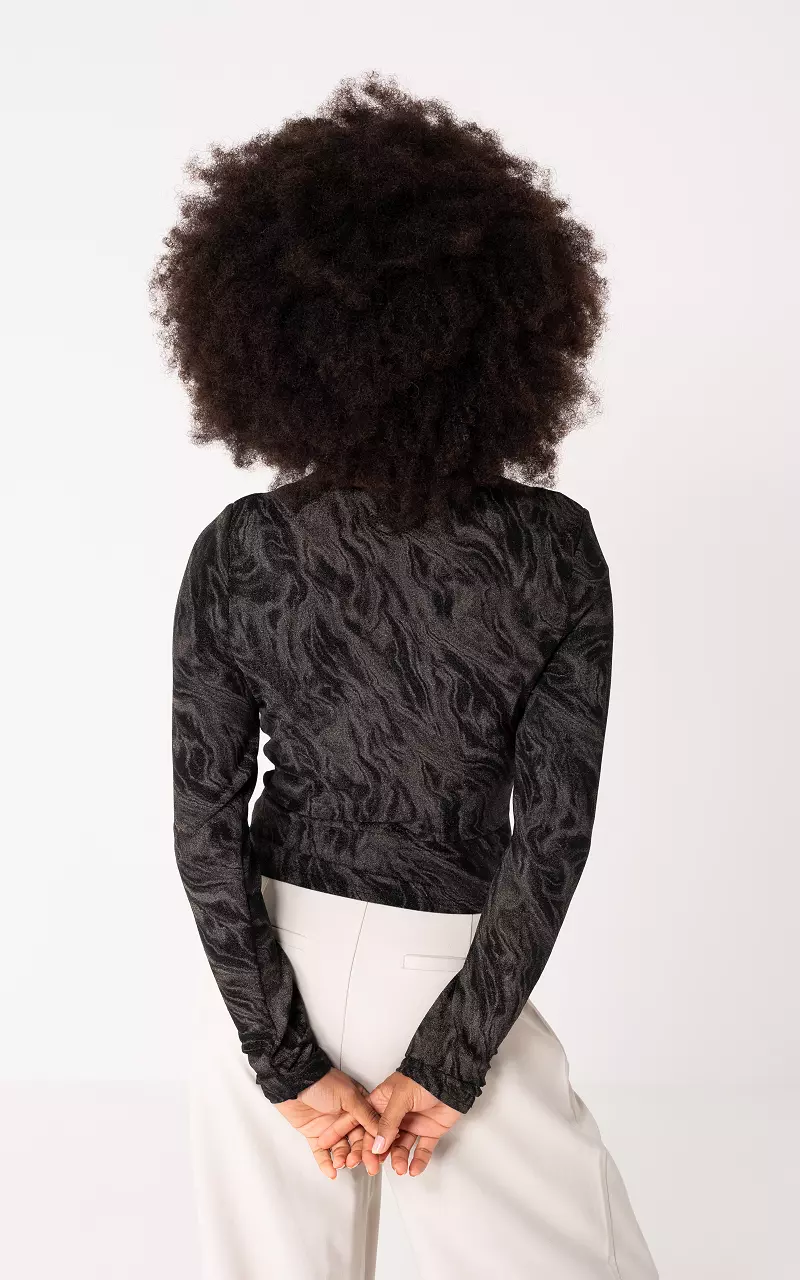 Glitter top Donkerbruin Zwart