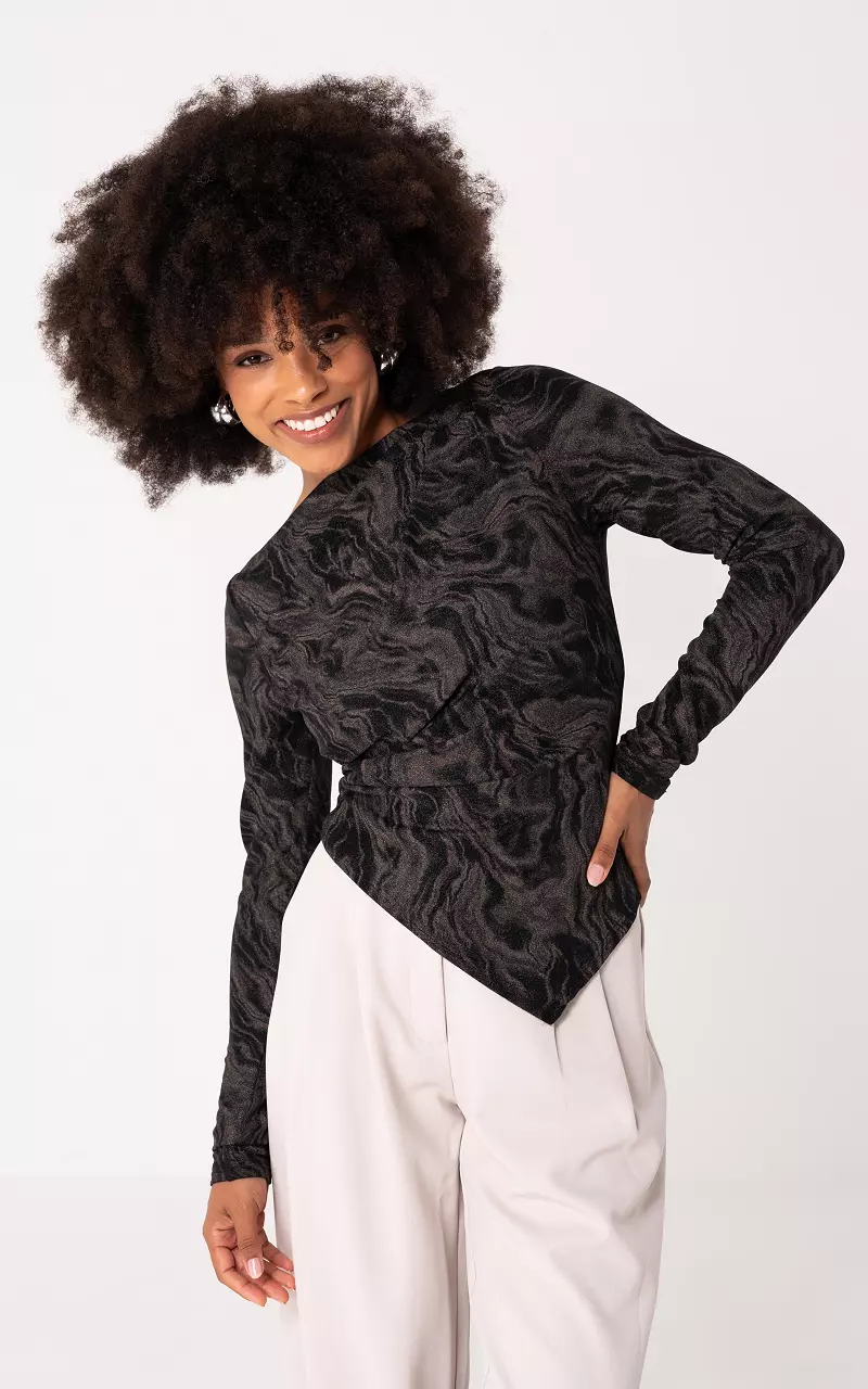 Glitter top Donkerbruin Zwart