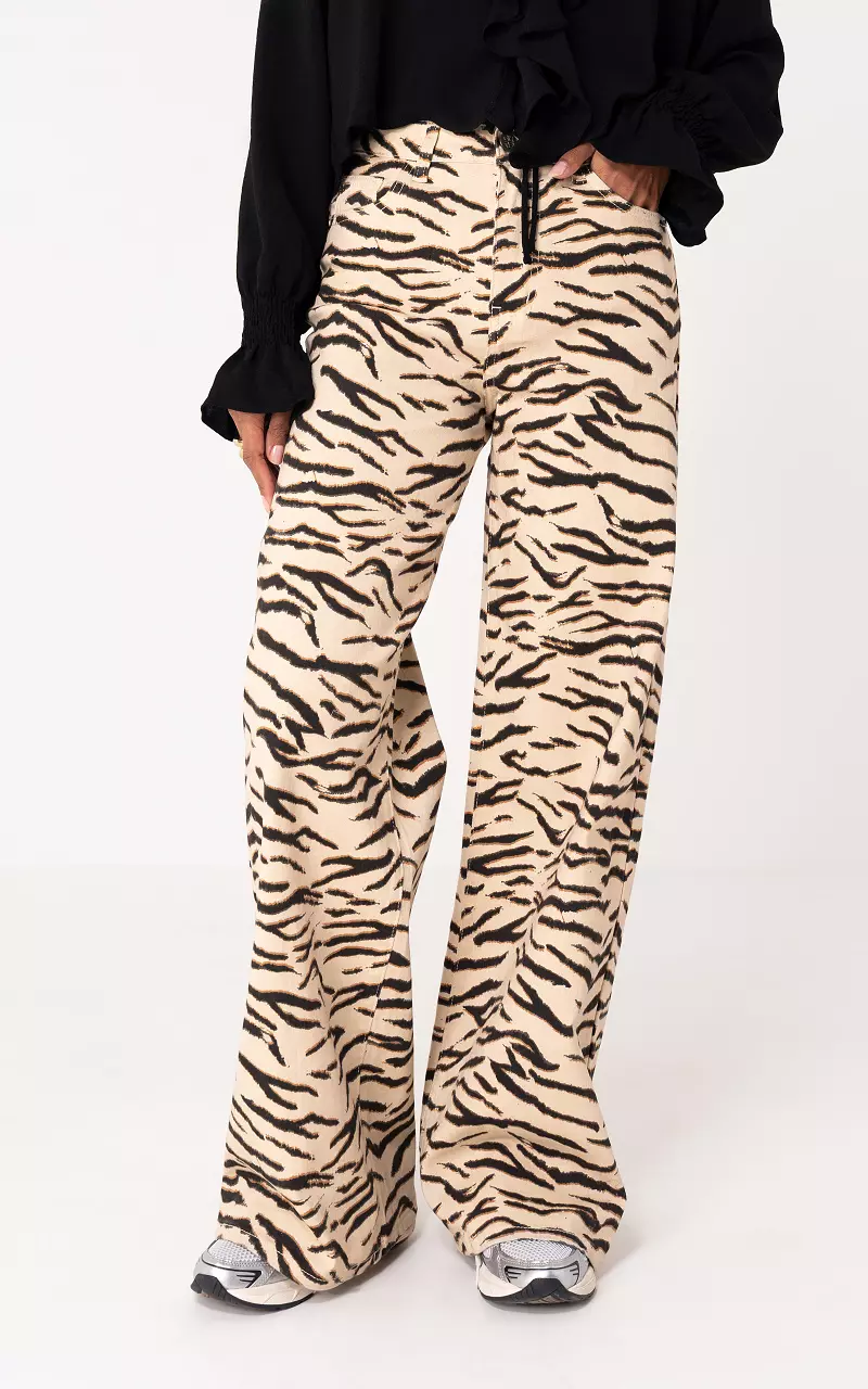 Tall animal jeans Beige Zwart