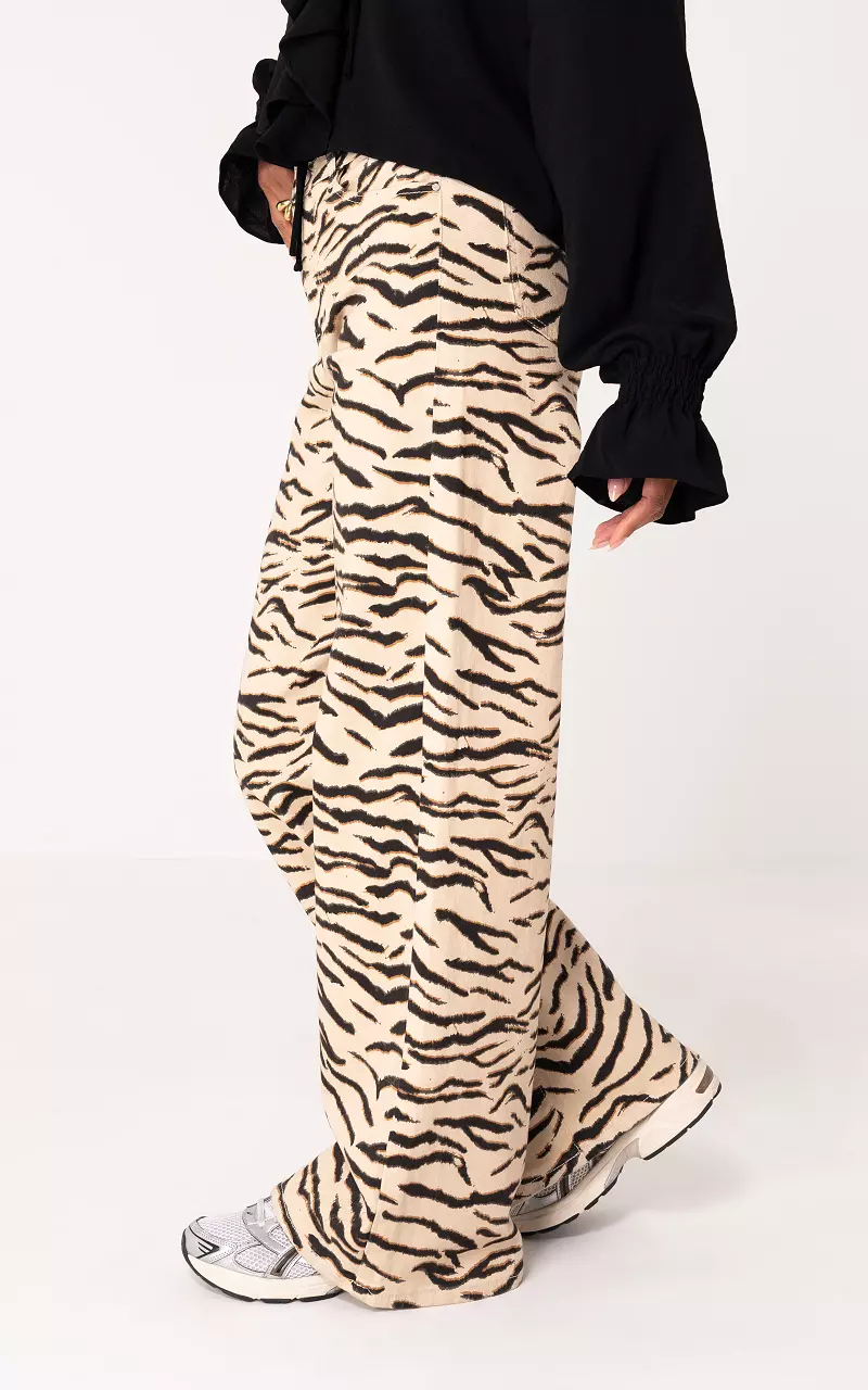 Tall animal jeans Beige Zwart
