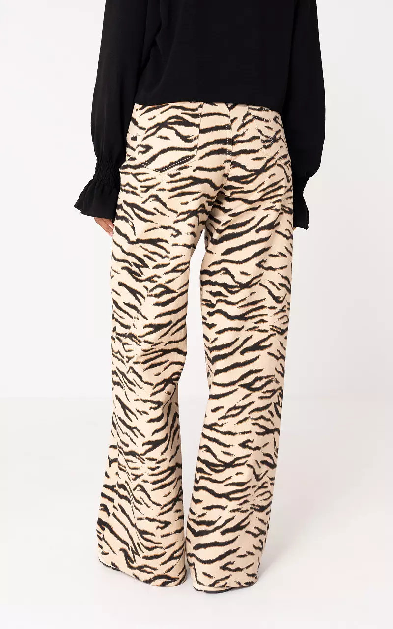 Tall animal jeans Beige Zwart