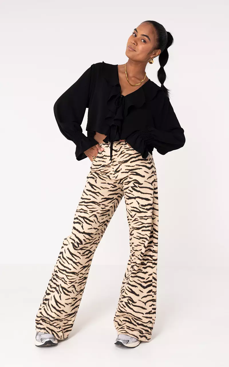 Tall animal jeans Beige Zwart