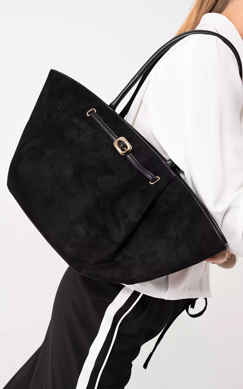 Suède look tas Zwart