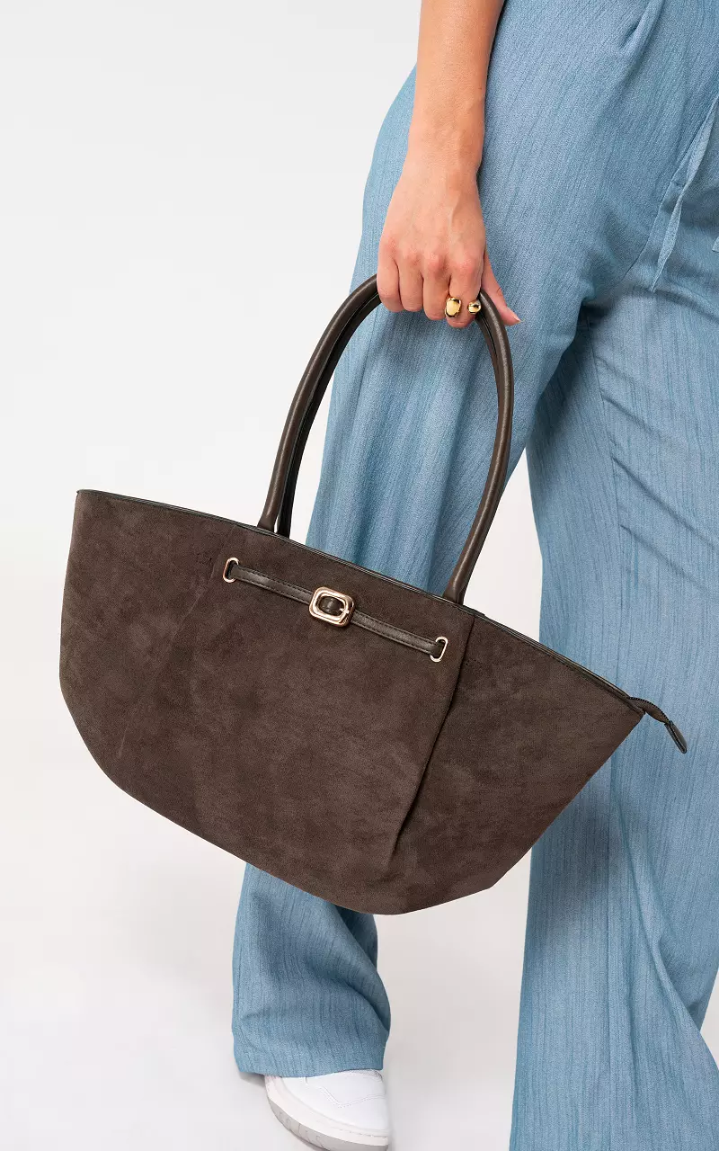 Suède look tas Donkerbruin