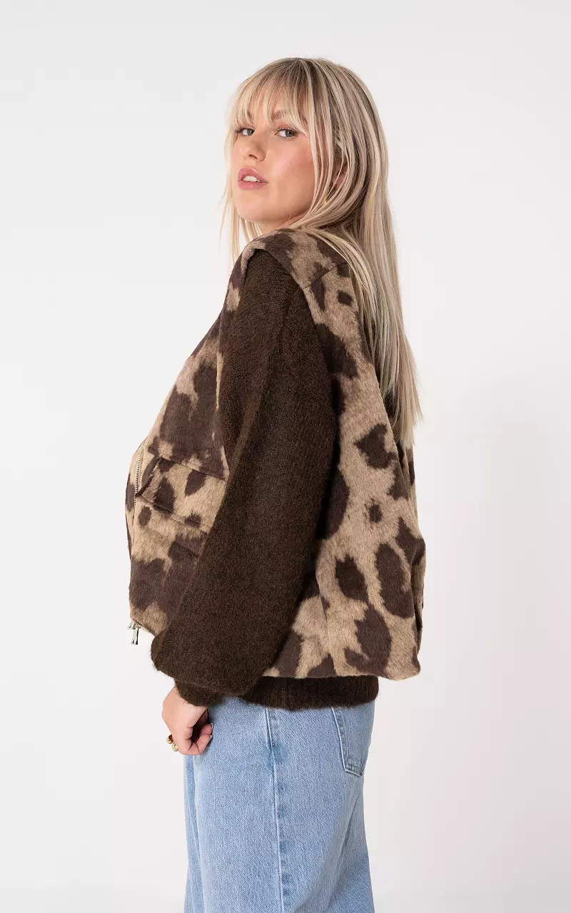 Gilet met rits Beige Donkerbruin