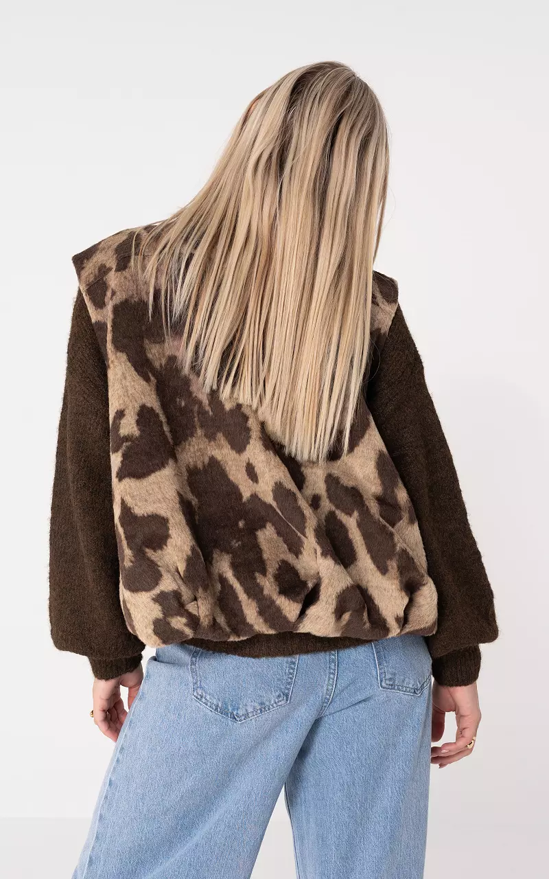 Gilet met rits Beige Donkerbruin