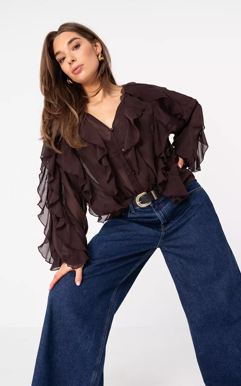 Transparente Bluse  Braun