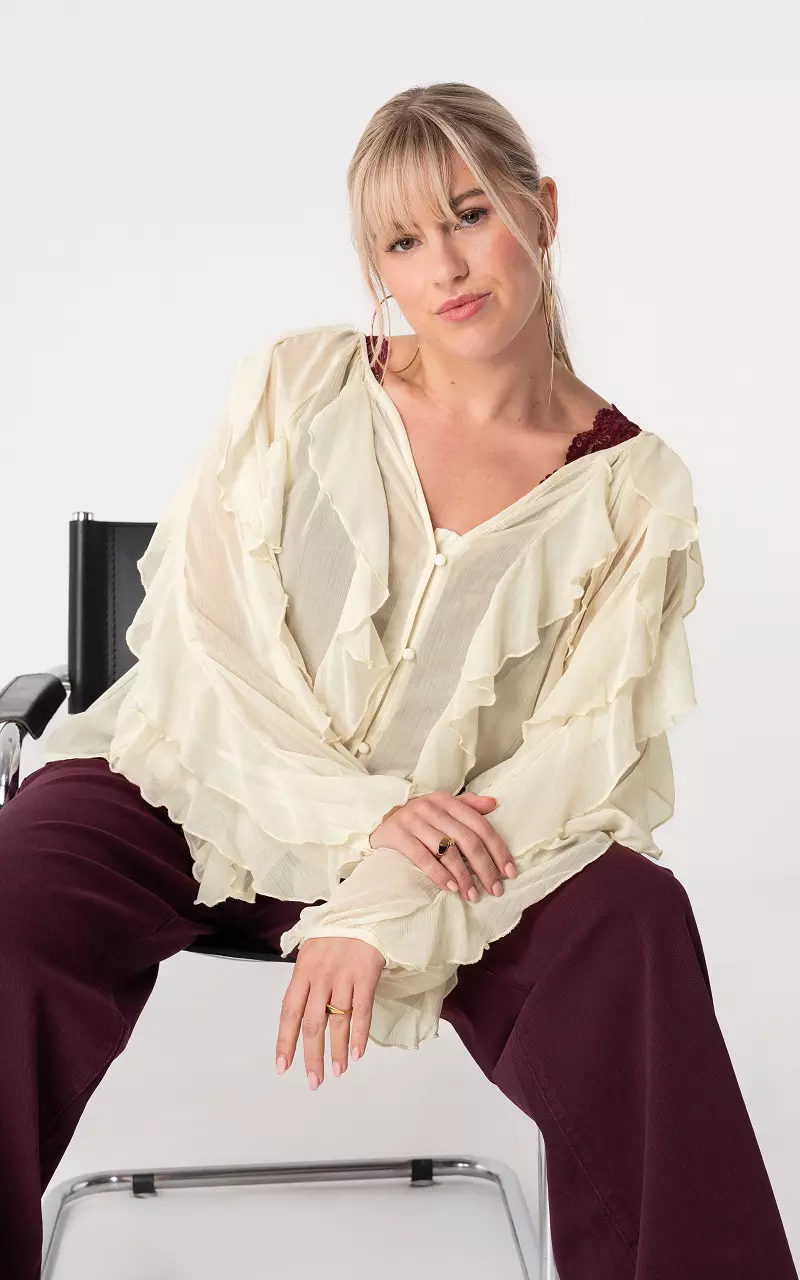 See through blouse Creme