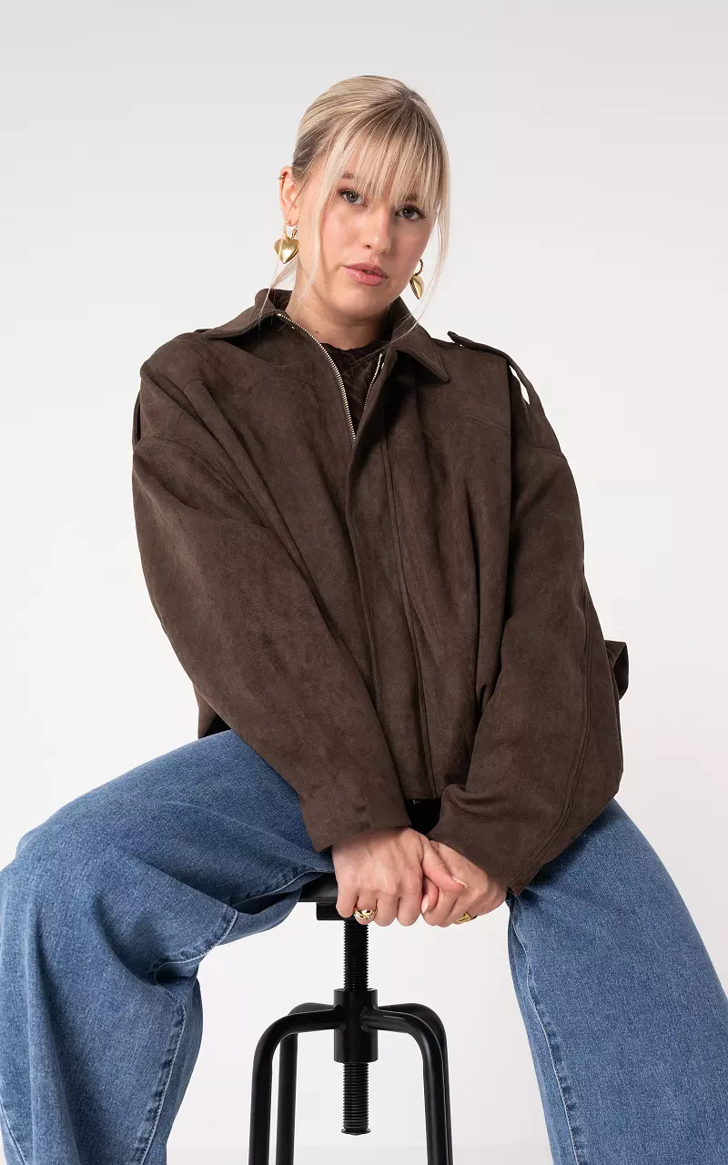 Oversized jasje Donkerbruin