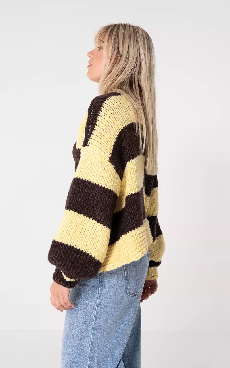 Oversized crocheted cardigan Brown Light Yellow