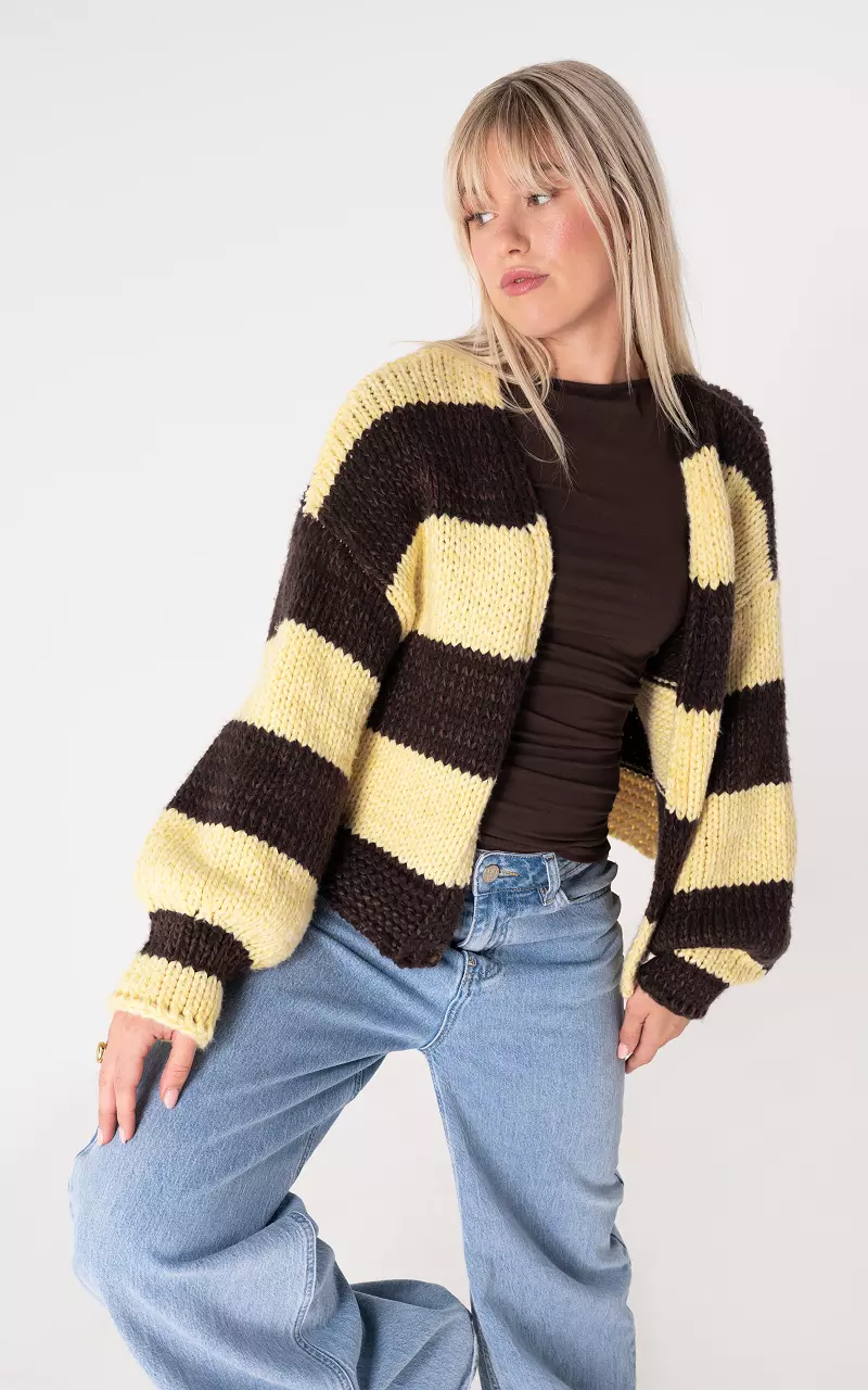 Oversized vest Bruin Lichtgeel